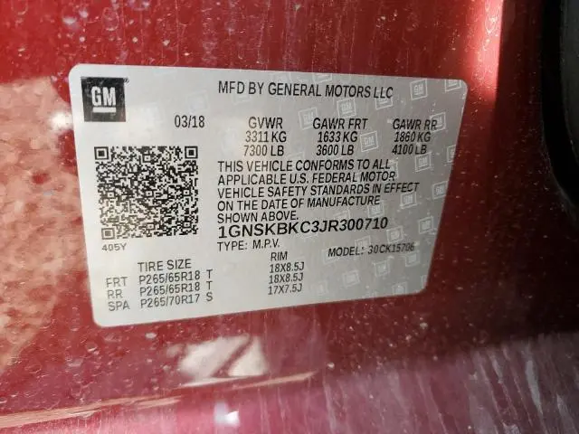 2018 CHEVROLET TAHOE K1500 LT  