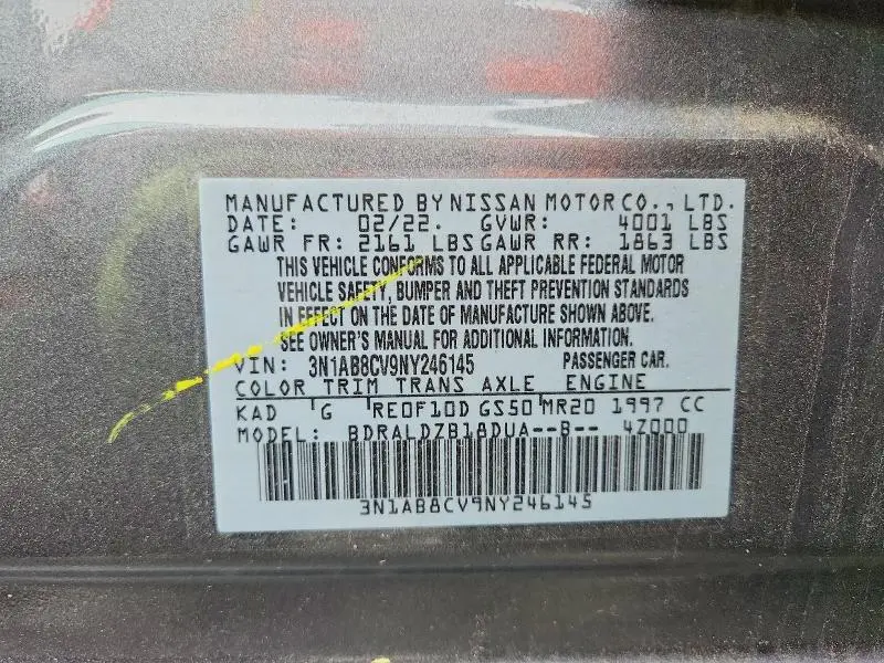 2022 NISSAN SENTRA SV  