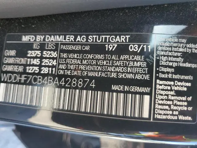 2011 MERCEDES-BENZ E 550  