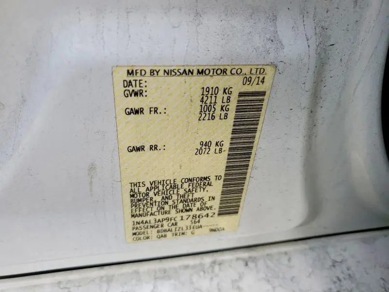 2015 NISSAN ALTIMA 2.5  