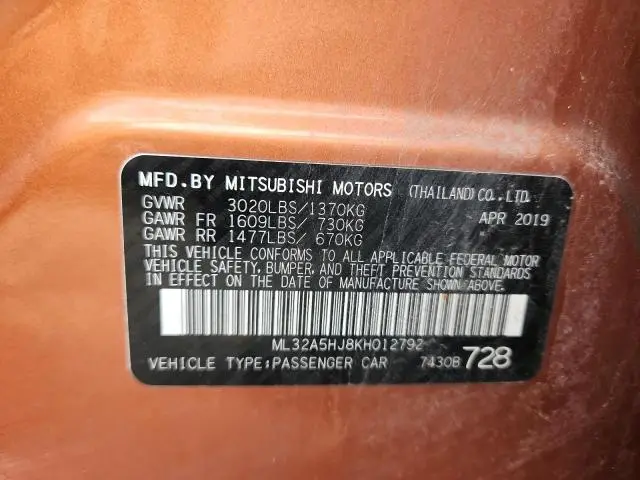 2019 MITSUBISHI MIRAGE LE  