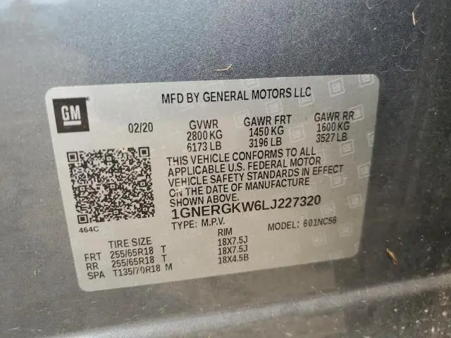 2020 CHEVROLET TRAVERSE LT  