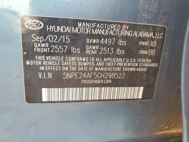 2016 HYUNDAI SONATA SE  