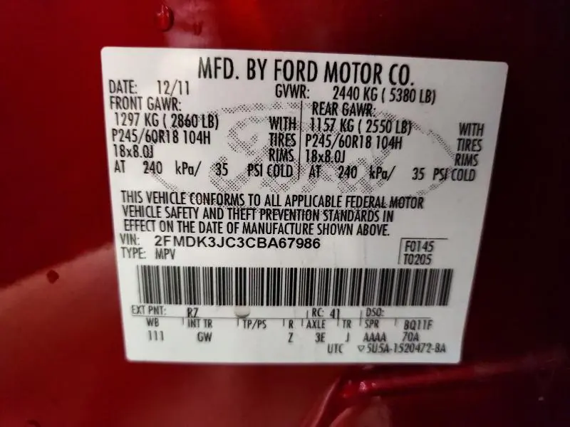 2012 FORD EDGE SEL  