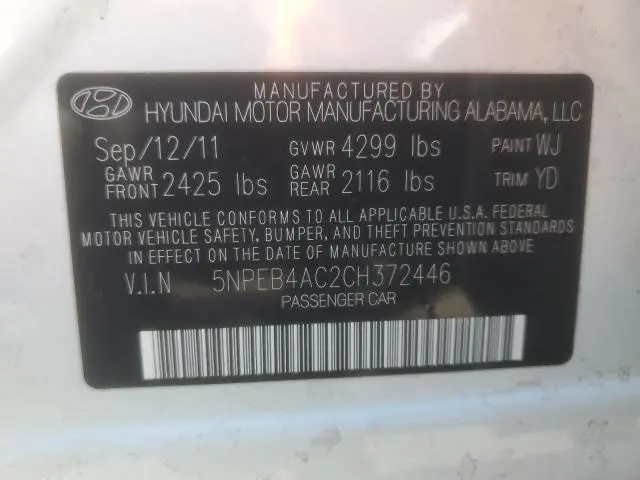 2012 HYUNDAI SONATA GLS  