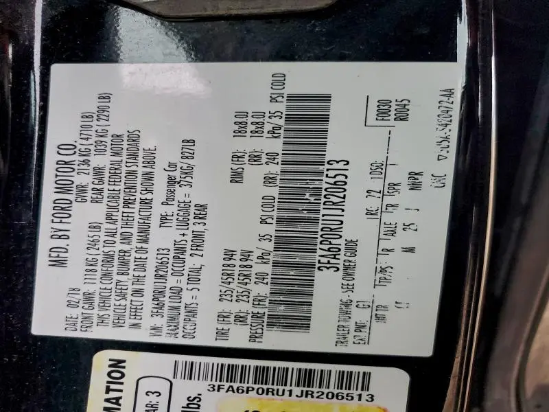 2018 FORD FUSION TITANIUM/PLATINUM HEV  