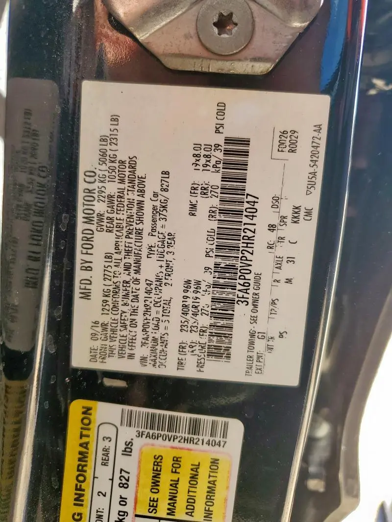 2017 FORD FUSION SPORT  