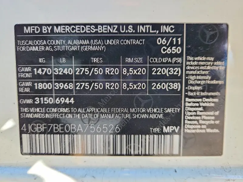 2011 MERCEDES-BENZ GL 450 4MATIC  