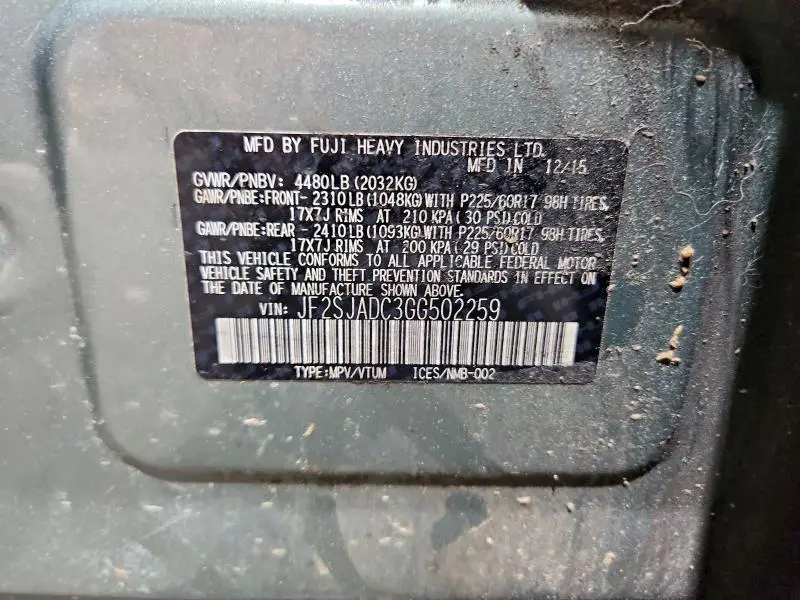 2016 SUBARU FORESTER 2.5I PREMIUM  