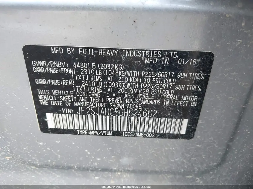 2016 SUBARU FORESTER 2.5I PREMIUM