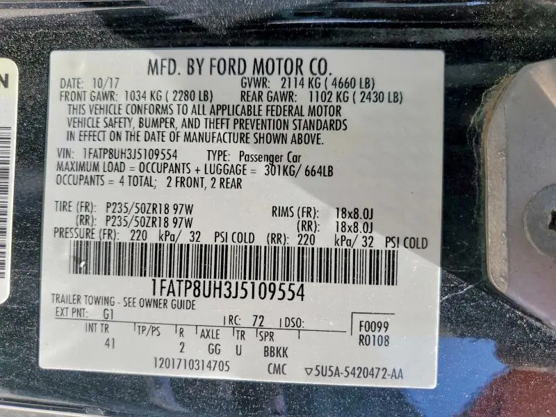 2018 FORD MUSTANG   