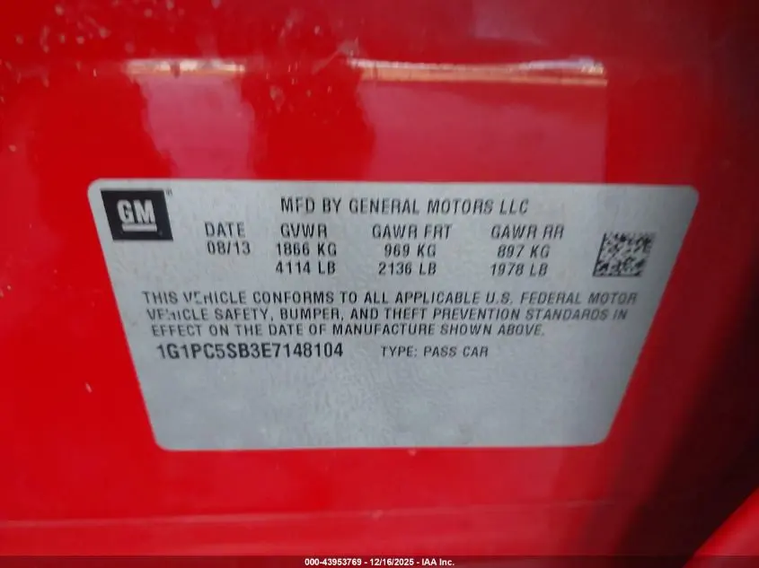 2014 CHEVROLET CRUZE 1LT AUTO