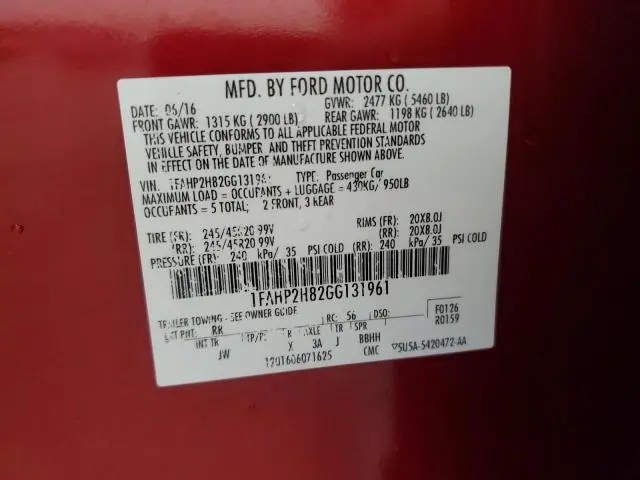 2016 FORD TAURUS SEL  