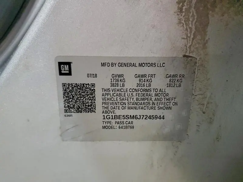 2018 CHEVROLET CRUZE LT  