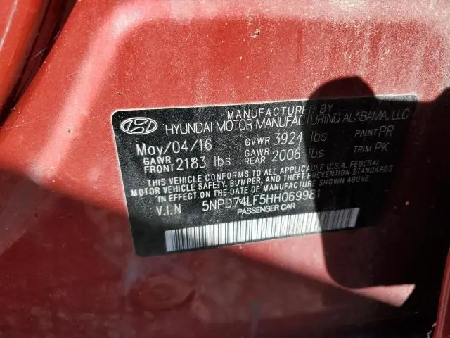 2017 HYUNDAI ELANTRA SE  