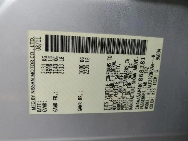 2011 NISSAN MAXIMA S  