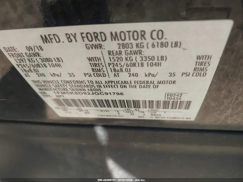 2018 FORD EXPLORER XLT