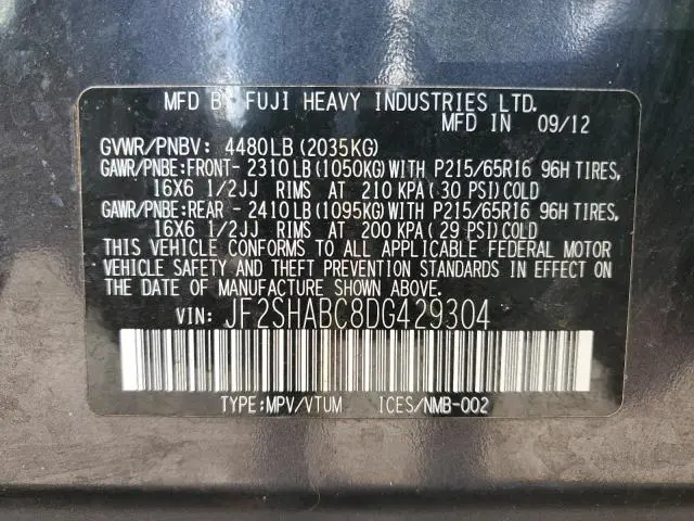 2013 SUBARU FORESTER 2.5X  