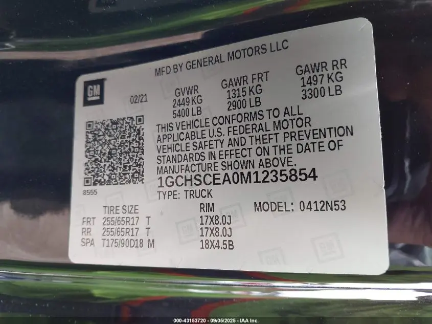 2021 CHEVROLET COLORADO 2WD  LONG BOX LT