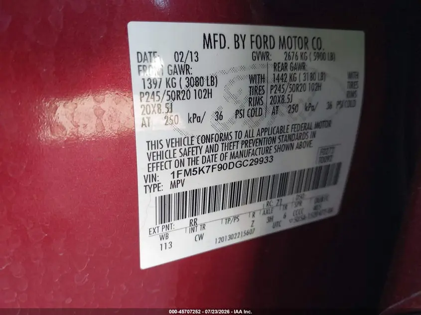 2013 FORD EXPLORER LIMITED
