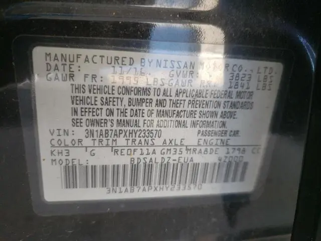 2017 NISSAN SENTRA S  