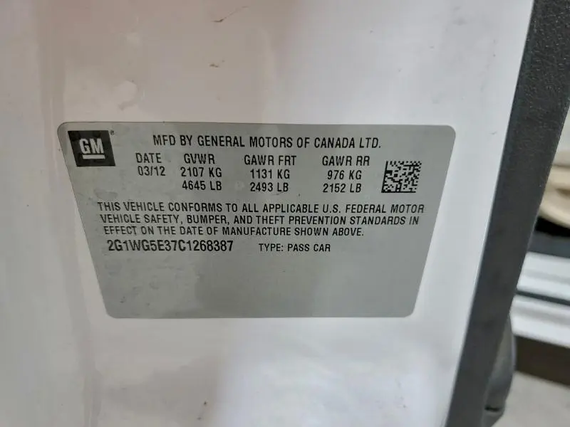 2012 CHEVROLET IMPALA LT  