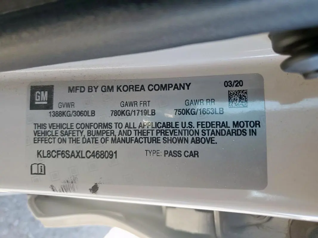 2020 CHEVROLET SPARK 2LT  