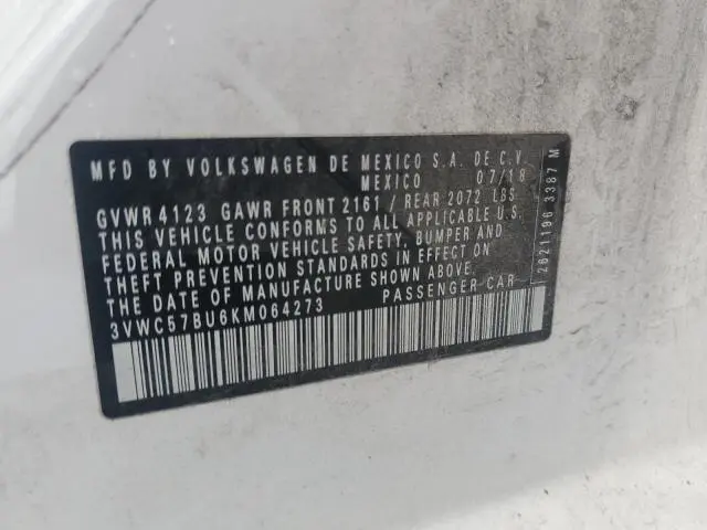 2019 VOLKSWAGEN JETTA S