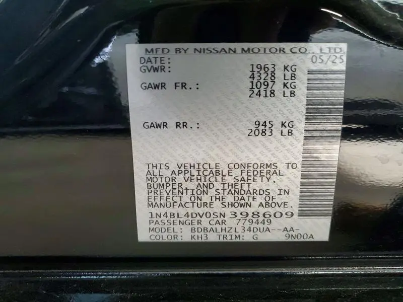 2025 NISSAN ALTIMA SV  