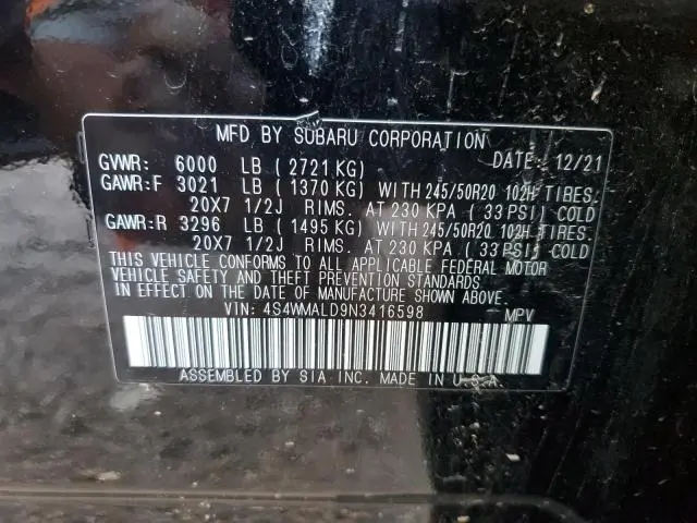 2022 SUBARU ASCENT LIMITED  