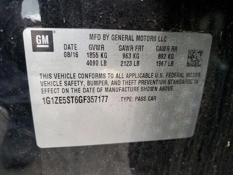 2016 CHEVROLET MALIBU LT  