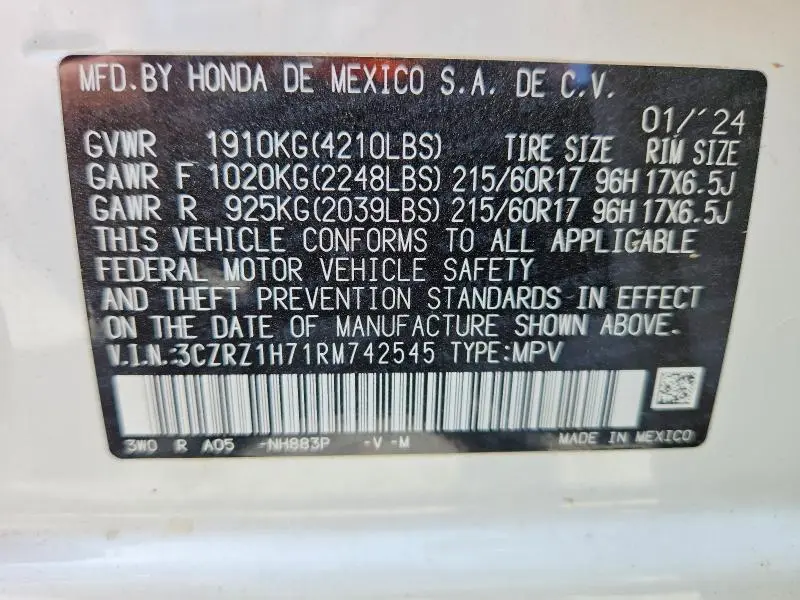 2024 HONDA HR-V EXL  