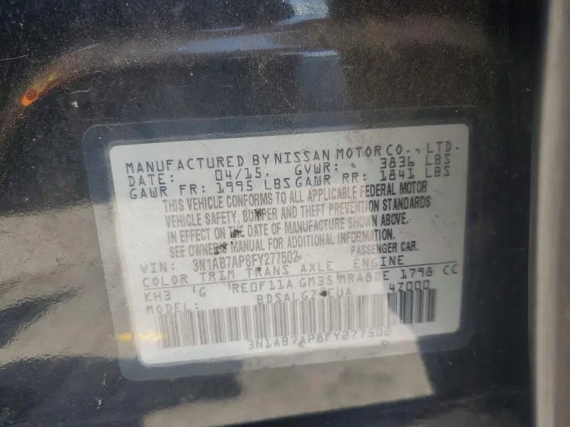 2015 NISSAN SENTRA S  