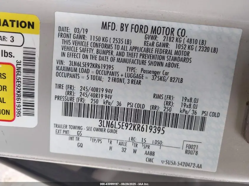 2019 LINCOLN MKZ RESERVE II