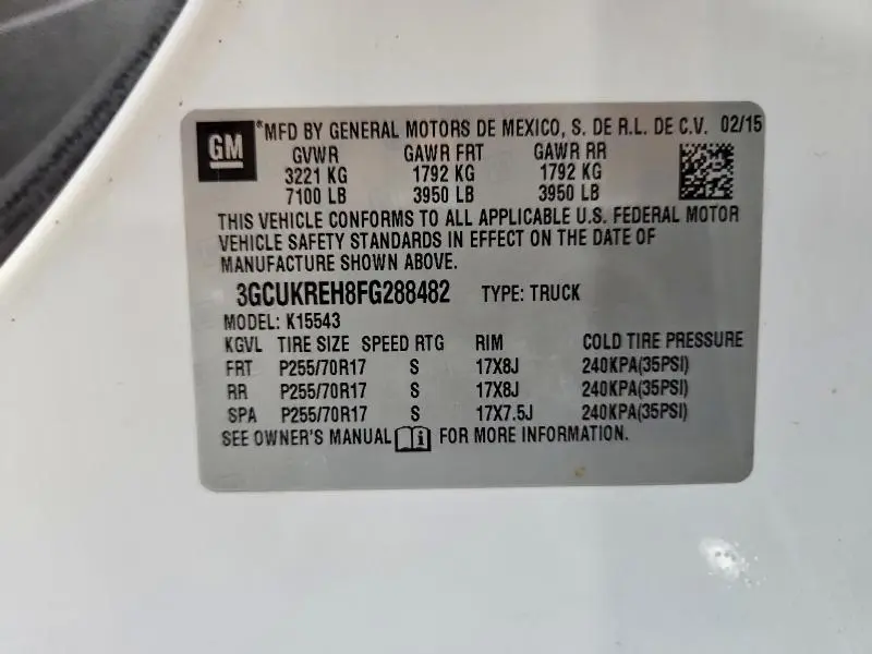 2015 CHEVROLET SILVERADO K1500 LT  