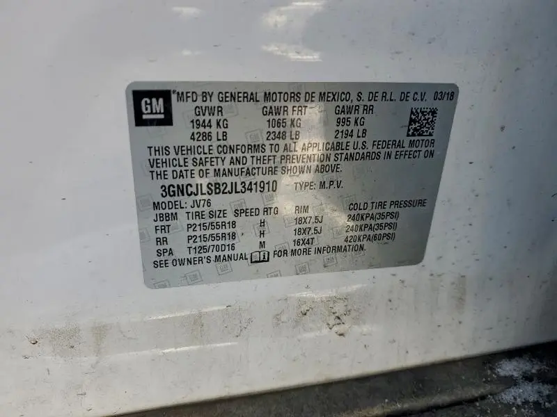 2018 CHEVROLET TRAX 1LT  