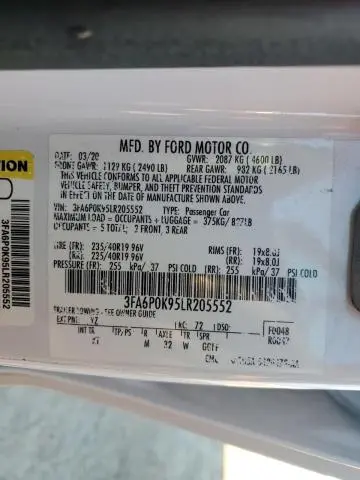 2020 FORD FUSION TITANIUM  