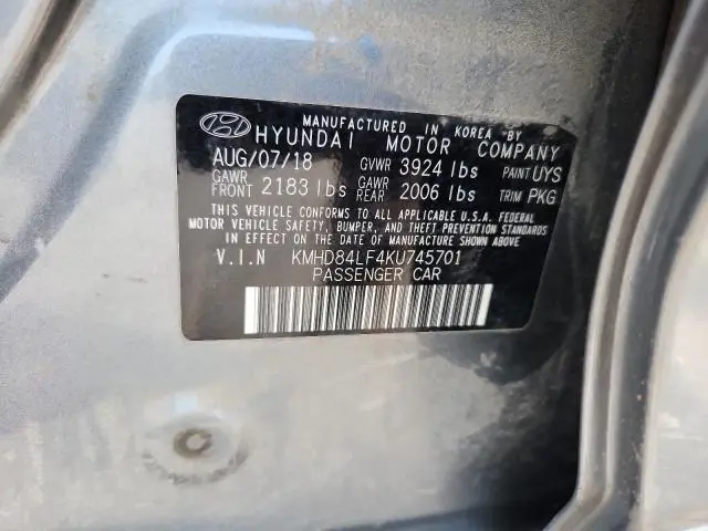 2019 HYUNDAI ELANTRA SEL  
