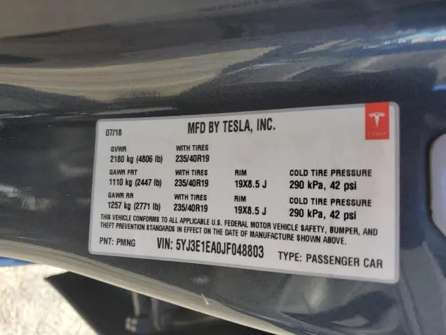 2018 TESLA MODEL 3   
