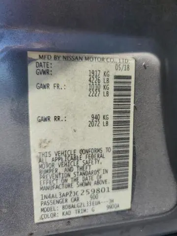 2018 NISSAN ALTIMA 2.5