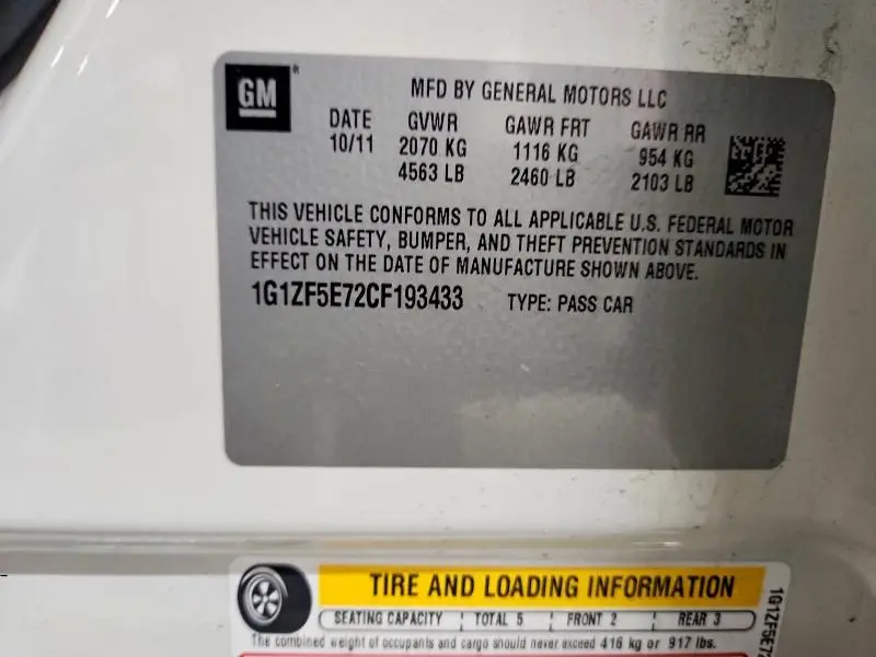 2012 CHEVROLET MALIBU 3LT  