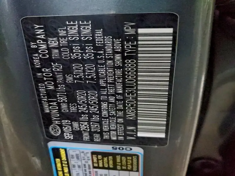 2020 HYUNDAI PALISADE LIMITED  