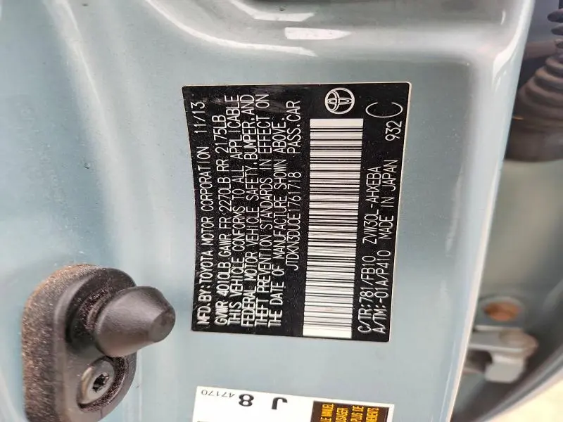2014 TOYOTA PRIUS TWO  