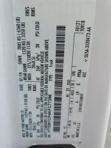 2019 FORD F150 SUPERCREW  