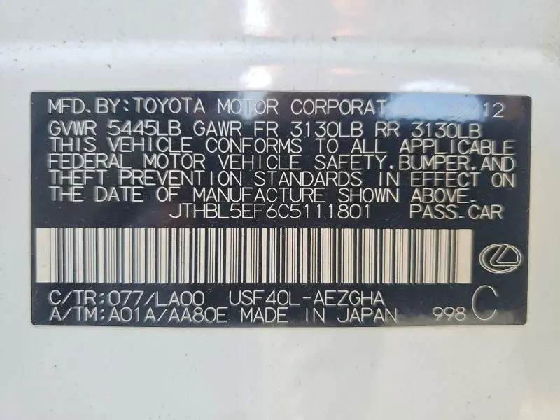 2012 LEXUS LS 460  