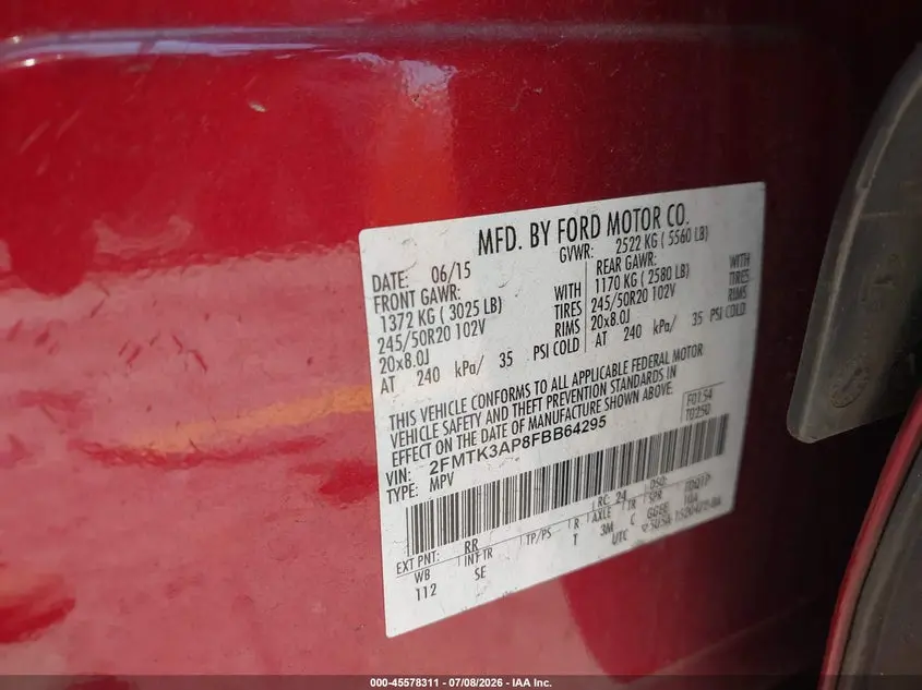 2015 FORD EDGE SPORT