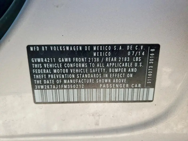 2015 VOLKSWAGEN JETTA BASE  