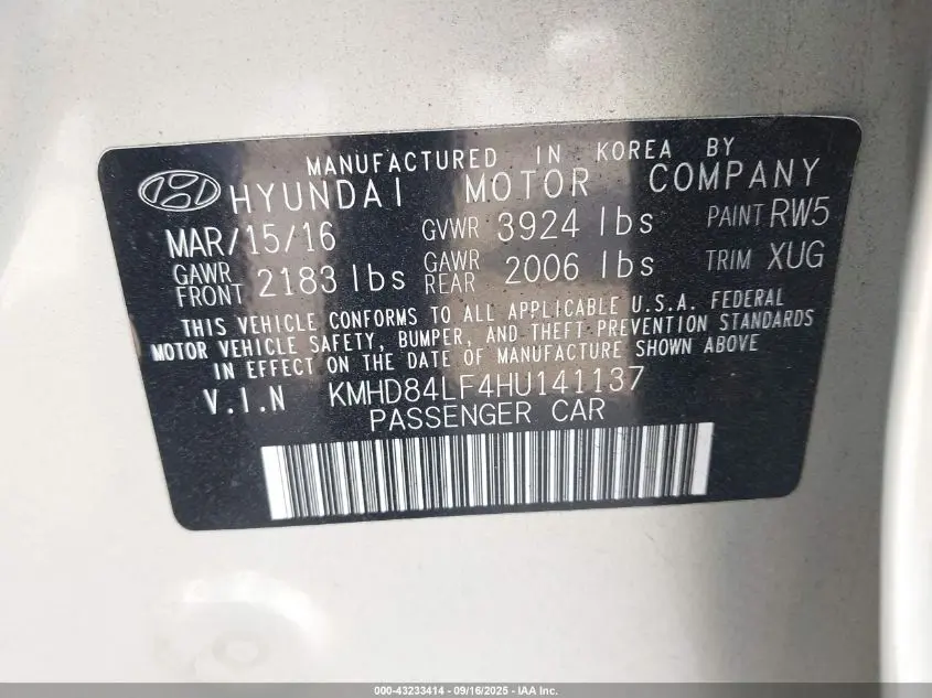 2017 HYUNDAI ELANTRA SE