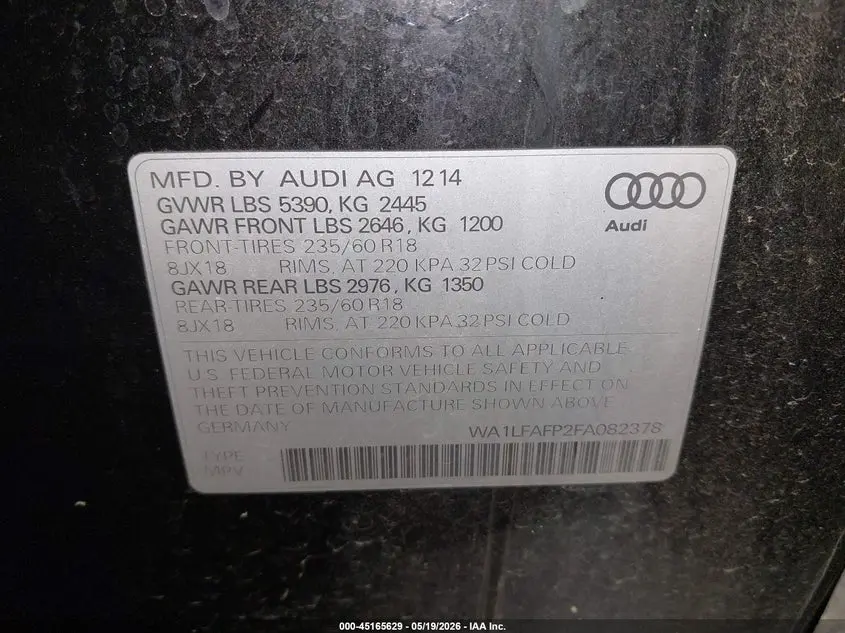 2015 AUDI Q5 2.0T PREMIUM