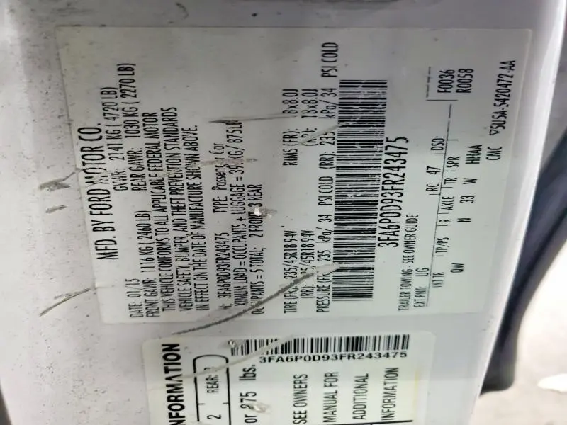 2015 FORD FUSION TITANIUM  